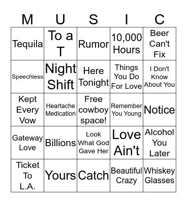 YEEHAW Bingo Card