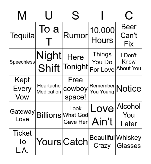 YEEHAW Bingo Card