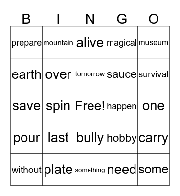 Runner Bingo Card