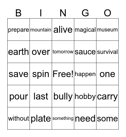 Runner Bingo Card
