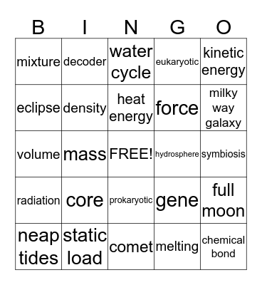 mcas Bingo Card