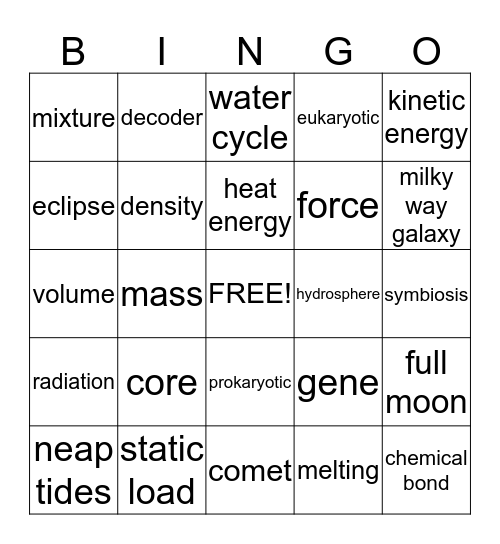 mcas Bingo Card