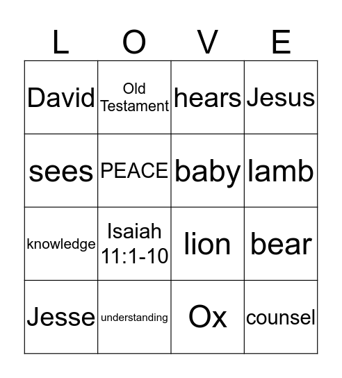 Root of Jesse Bingo Card