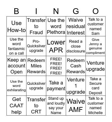 Team Polzin Customer Service Bingo Card