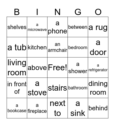 inside our house Bingo Card