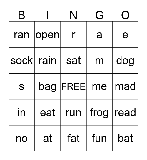Reading Bingo Card