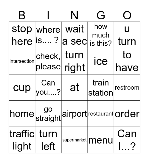 key vocab review  Bingo Card