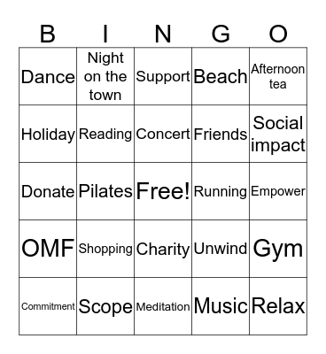 Treat yo-self Bingo Card