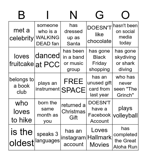 MIX & MINGLE Bingo Card
