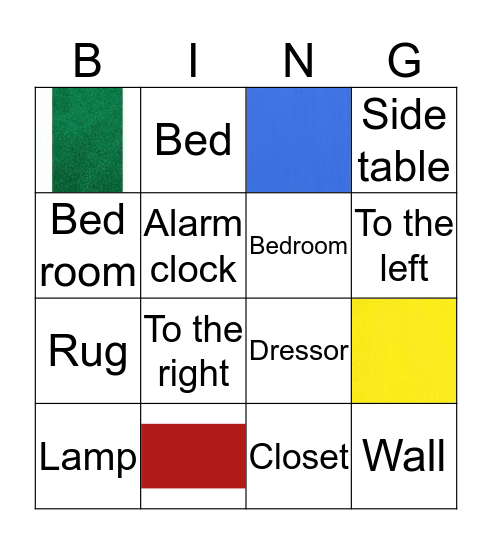 Colors and room Bingo Card