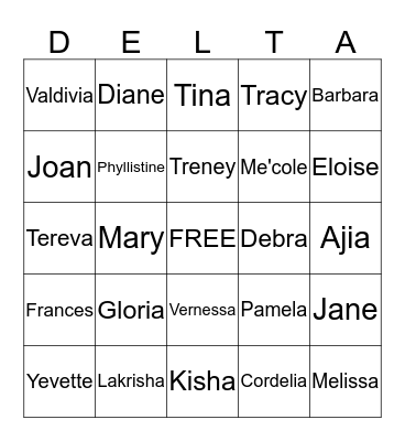 DELTA CANDY CANE BINGO Card