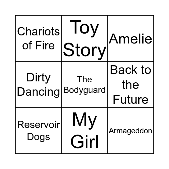 Movie Music Bingo Card