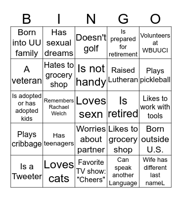 GETTING TO KNOW YOU Bingo Card