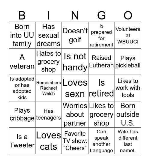 GETTING TO KNOW YOU Bingo Card