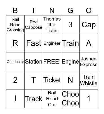 Train Bingo Card