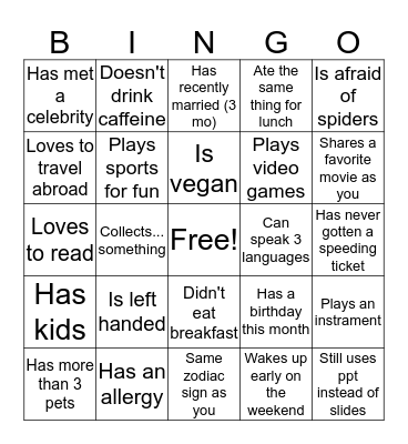 Find someone who.... Bingo Card