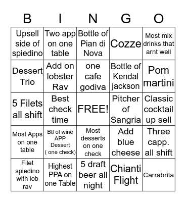 CARRABBAS BINGO  Bingo Card