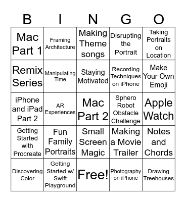 Today at Apple Bingo Card