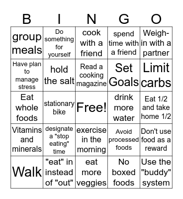 Belleville Healthy Bingo Card