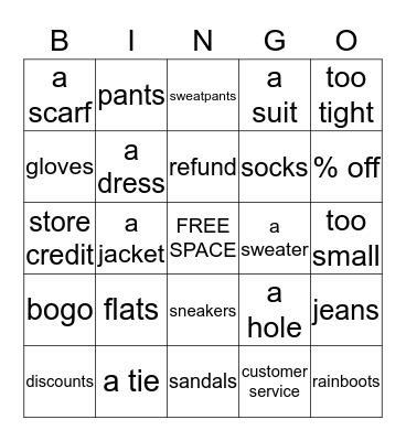 Vocabulary Speaking Bingo  Bingo Card