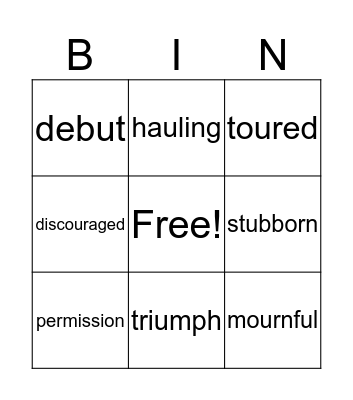 Vocabulary Bingo Card