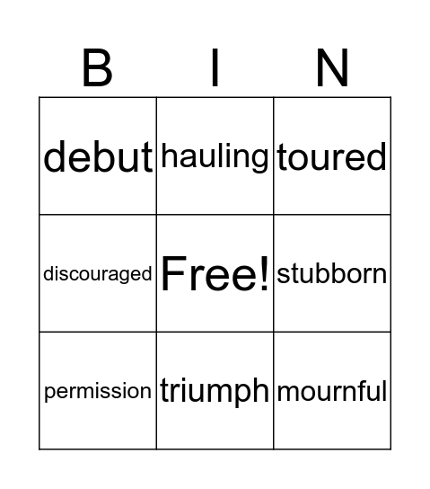 Vocabulary Bingo Card