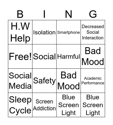 Should Children own smartphones Bingo Card