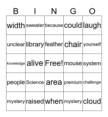 Istation words 2 Bingo Card