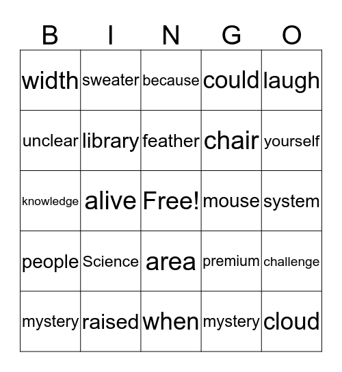 Istation words 2 Bingo Card