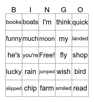 Fun with Words! Bingo Card