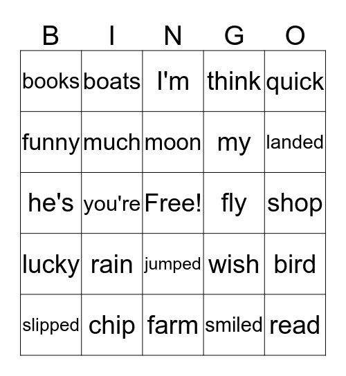 Fun with Words! Bingo Card