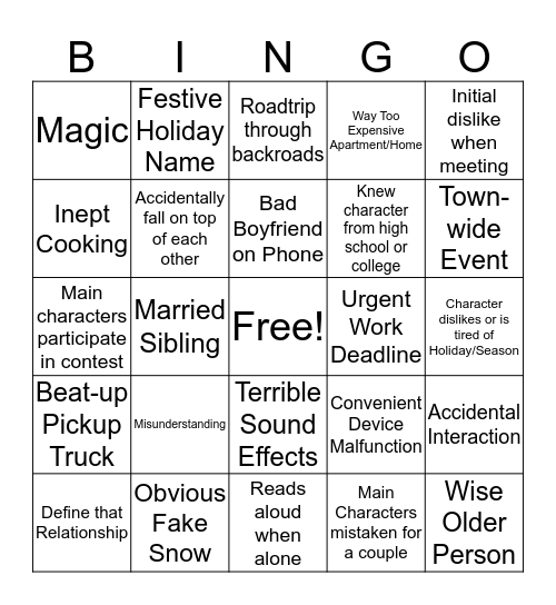 Hallmark Christmas Bingo Card