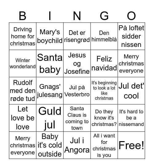 jule Bingo Card