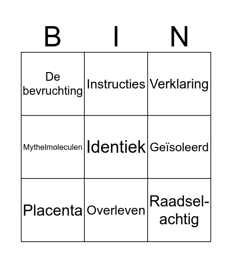DNA Bingo Card
