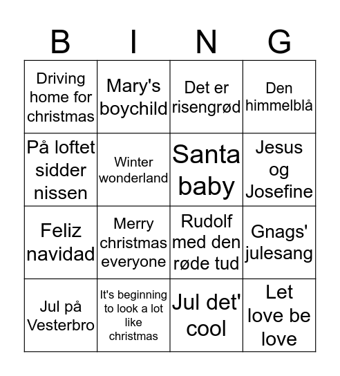 jule Bingo Card