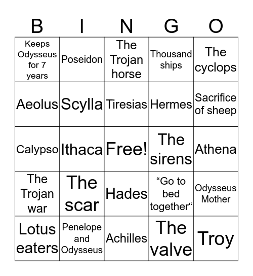 Odysseus Bingo Card