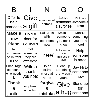 Kindness BINGO! Bingo Card