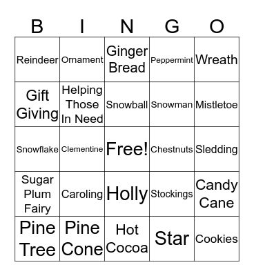 December Boulder Canyon Bingo Card