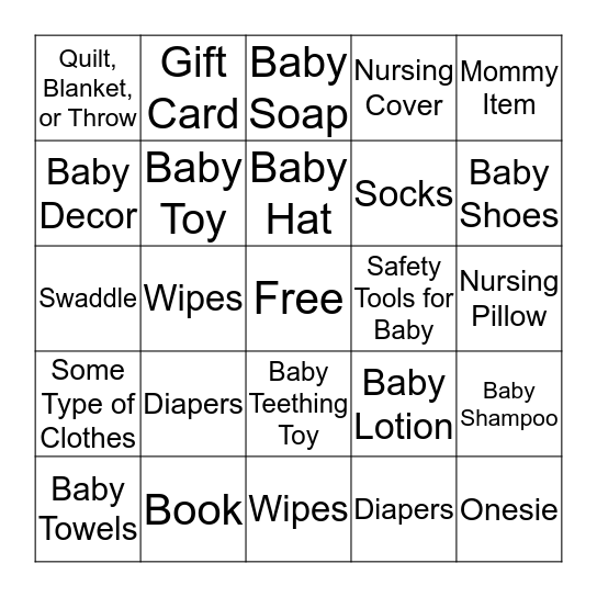 Baby Bingo Card