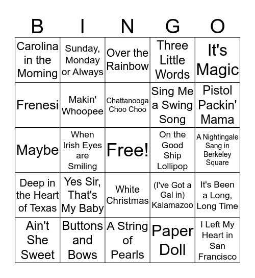 Music Bingo 2 Bingo Card