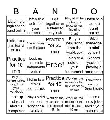 Winter Break Bingo Card