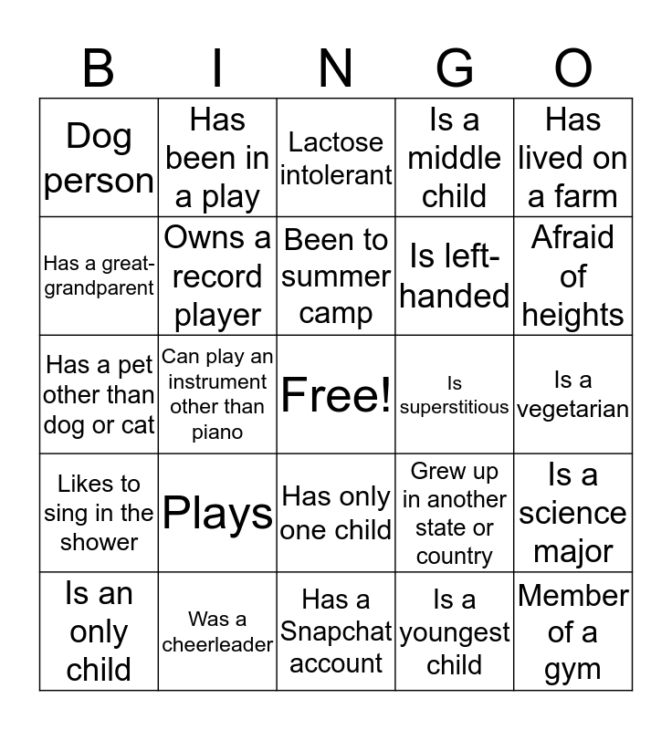 Mixer Bingo! 5 Bingo Card