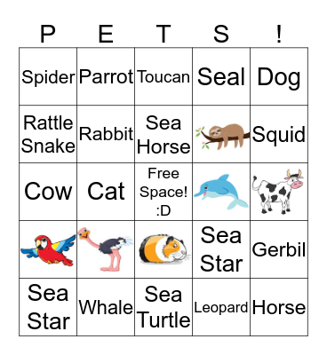 Animal Bingo Card