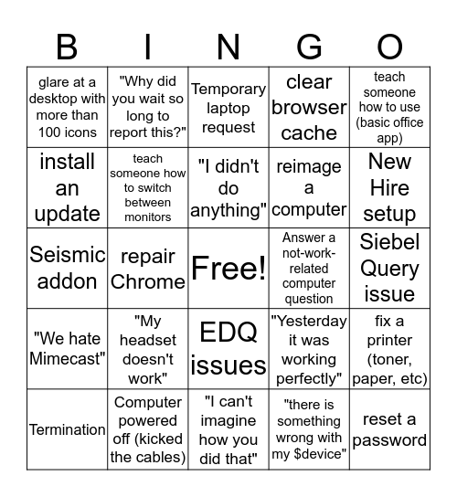 MRP IT Bingo Card