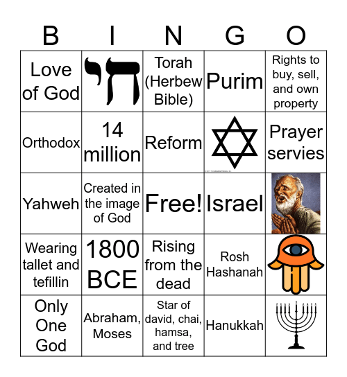 Judiasm Bingo Card