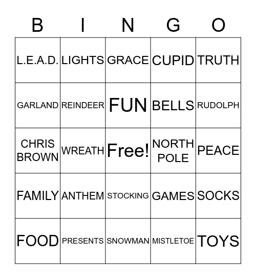TEAM L.E.A.D. HOLIDAY BINGO Card