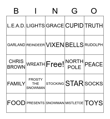 TEAM L.E.A.D. HOLIDAY BINGO Card