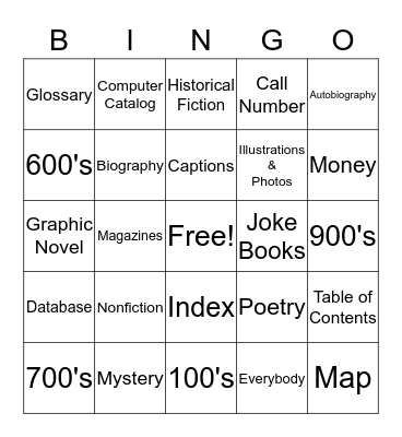 Library Bingo Card