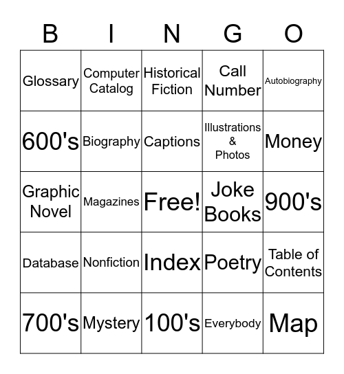 Library Bingo Card