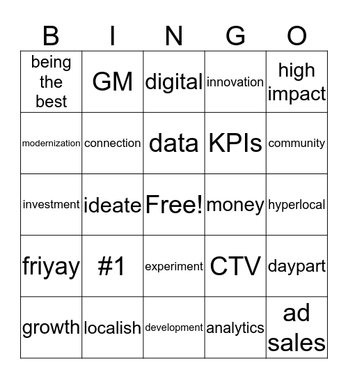 townhall bingo Card